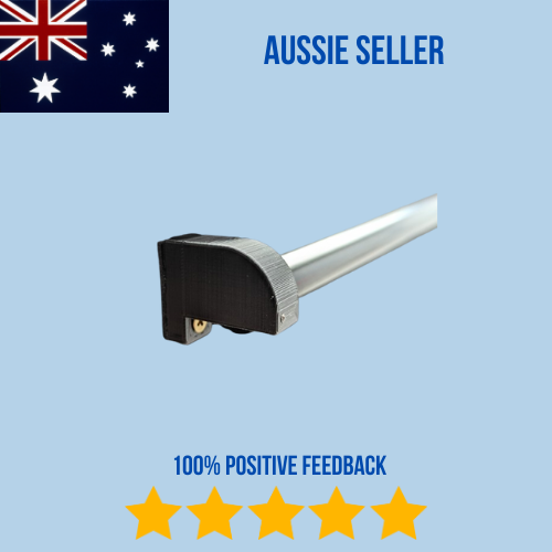 Caravan roller blind anti-flap bracket installed on roller tube