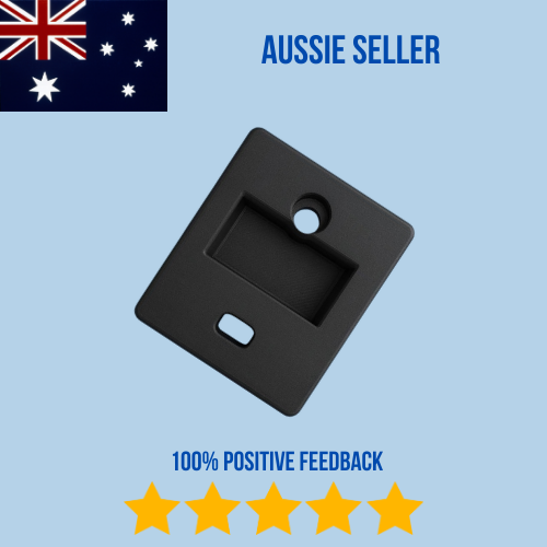 Front face of camper door handle with recessed grip area and key hole, compatible with Jayco Swan campers (2012+)