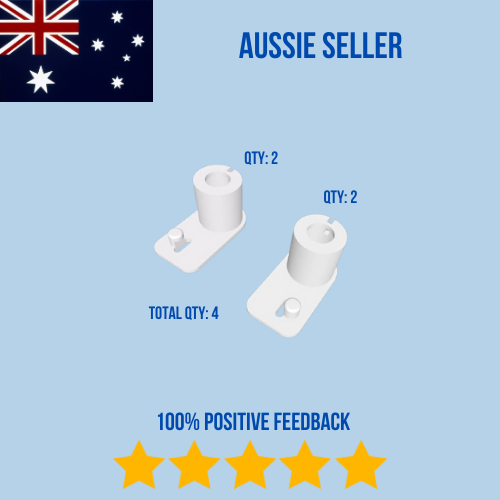 Individual fridge door hinge brackets for Dometic RM series shown from top and side