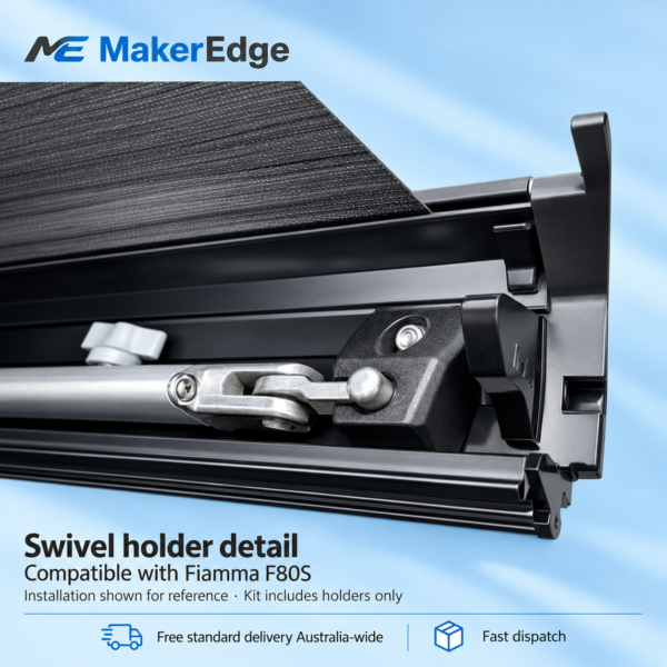 Swivel holder beside the awning end cap and horizontal leg linkage