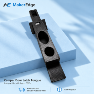 Black replacement camper door latch tongue for compatible Jayco 2013+ models, front view