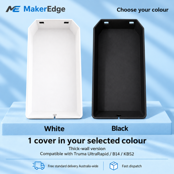 White and black thick-wall exhaust cover options; one cover supplied in the selected colour