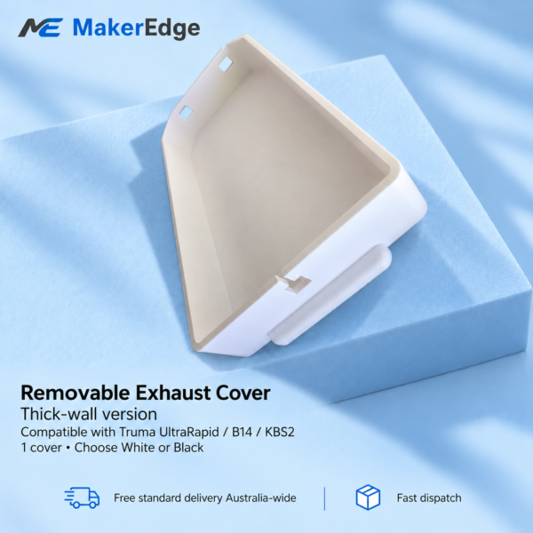 White thick-wall removable exhaust cover compatible with Truma UltraRapid and B14, shown at an angle